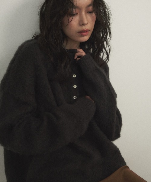 Shelly island（シェリーアイランド）の「ウールタッチヘンリープルオーバー（ニット/セーター・レディース・ピンク/ホワイト/ブラック・FREE）」の12枚目の写真