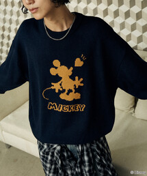 別注 ”DISNEY MICKEY MOUSE" SHADOW KNIT/"ディズニー ミッキーマウス"ジャガードニット (限定展開)