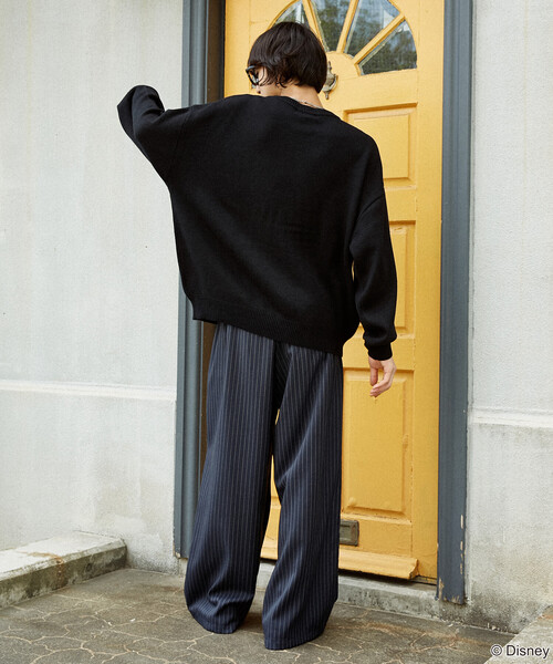 PUBLUX（パブリュクス）の「別注 ”DISNEY MICKEY MOUSE" SHADOW KNIT/"ディズニー ミッキーマウス"ジャガードニット (限定展開)（ニット/セーター・メンズ・ネイビー/ブラウン/ブラック・S/M/L）」の9枚目の写真