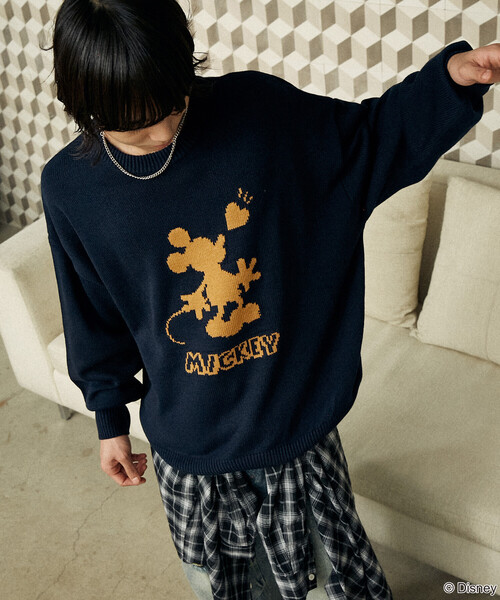 セール】別注 ”DISNEY MICKEY MOUSE' SHADOW KNIT/'ディズニー