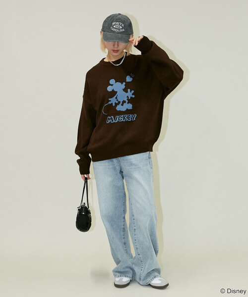 PUBLUX（パブリュクス）の「別注 ”DISNEY MICKEY MOUSE" SHADOW KNIT/"ディズニー ミッキーマウス"ジャガードニット (限定展開)（ニット/セーター・メンズ・ネイビー/ブラウン/ブラック・S/M/L）」の21枚目の写真
