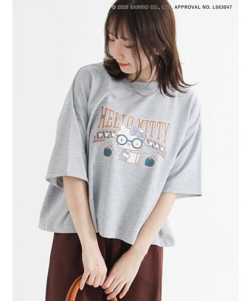 Te chichi TERRASSE（テチチテラス）の「【HELLO KITTY】ミニ裏毛プリント5分袖トップス（その他トップス・レディース・グレー/ネイビー/オフホワイト・F）」の7枚目の写真