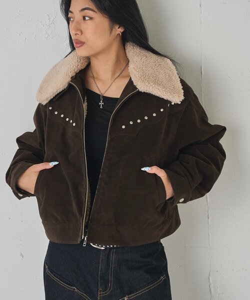 WHO'S WHO gallery(フーズフーギャラリー)の「ボアカラースタッズスウェードブルゾン(ブルゾン・レディース・キャメル/ブラウン・FREE)」の9枚目の写真