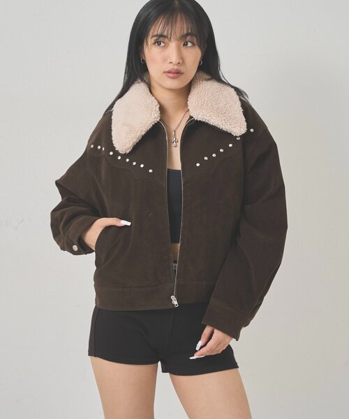 WHO'S WHO gallery(フーズフーギャラリー)の「ボアカラースタッズスウェードブルゾン(ブルゾン・レディース・キャメル/ブラウン・FREE)」の13枚目の写真