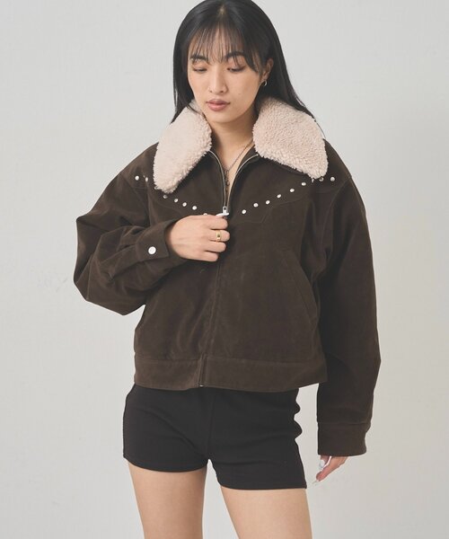 WHO'S WHO gallery(フーズフーギャラリー)の「ボアカラースタッズスウェードブルゾン(ブルゾン・レディース・キャメル/ブラウン・FREE)」の14枚目の写真