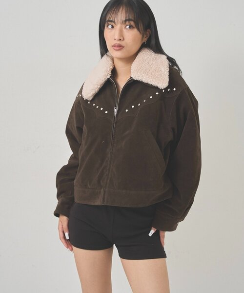 WHO'S WHO gallery(フーズフーギャラリー)の「ボアカラースタッズスウェードブルゾン(ブルゾン・レディース・キャメル/ブラウン・FREE)」の15枚目の写真