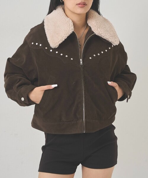 WHO'S WHO gallery(フーズフーギャラリー)の「ボアカラースタッズスウェードブルゾン(ブルゾン・レディース・キャメル/ブラウン・FREE)」の18枚目の写真