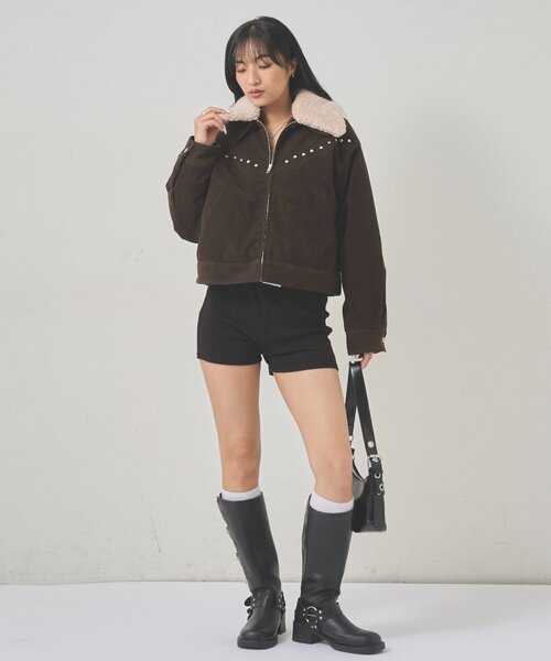 WHO'S WHO gallery(フーズフーギャラリー)の「ボアカラースタッズスウェードブルゾン(ブルゾン・レディース・キャメル/ブラウン・FREE)」の20枚目の写真