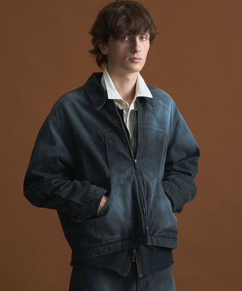 PUBLIC DENIM BLEACH BLOUSON/ヴィンテージライクデニムジップブルゾン