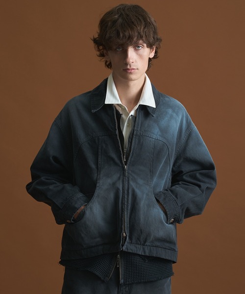 PUBLIC DENIM BLEACH BLOUSON/ヴィンテージライクデニムジップブルゾン
