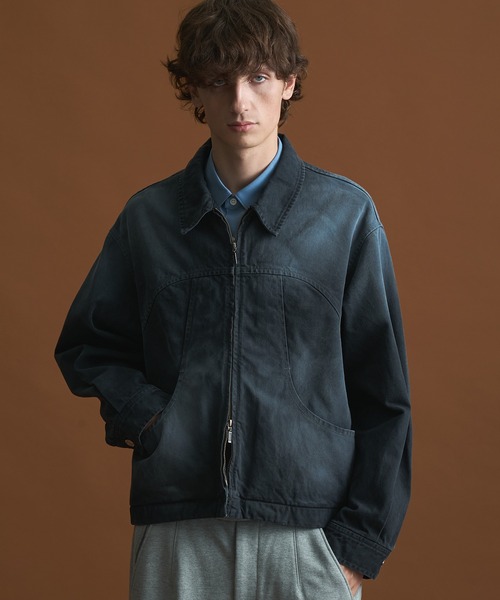 PUBLIC DENIM BLEACH BLOUSON/ヴィンテージライクデニムジップブルゾン