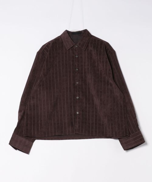 a.p.o.v.(エーピーオービー)の「a.p.o.v. オーバーサイズクロップド丈型押しチェックコーデュロイシャツ(シャツ/ブラウス・メンズ・ブラック/ブラウン・ONESIZE)」の5枚目の写真