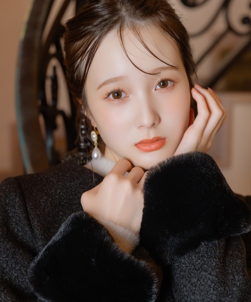 ノーカラーブークレショートコート（ノーカラーコート