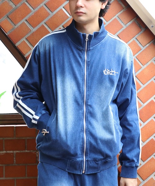 8(eight)(エイト)の「刺繍入りカットデニムトラッカー(ジャージ・メンズ・ブラック/ネイビー・MEDIUM/LARGE)」の14枚目の写真