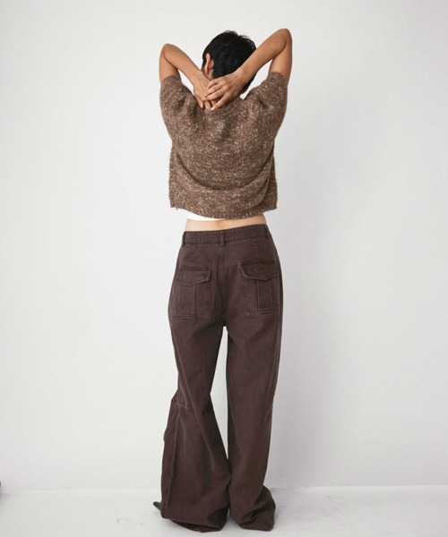 VION(ヴィオン)の「メランジハーフスリーブニット / Melange Half Sleeve Knit(ニット/セーター・レディース・ブラック/ブラウン・FREE)」の8枚目の写真