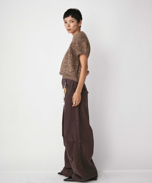 VION(ヴィオン)の「メランジハーフスリーブニット / Melange Half Sleeve Knit(ニット/セーター・レディース・ブラック/ブラウン・FREE)」の9枚目の写真