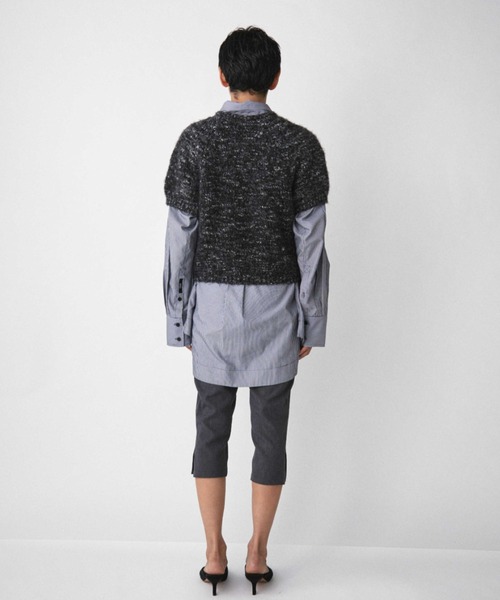VION(ヴィオン)の「メランジハーフスリーブニット / Melange Half Sleeve Knit(ニット/セーター・レディース・ブラック/ブラウン・FREE)」の4枚目の写真
