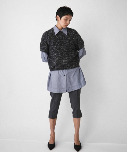 VION(ヴィオン)の「メランジハーフスリーブニット / Melange Half Sleeve Knit(ニット/セーター・レディース・ブラック/ブラウン・FREE)」の14枚目の写真