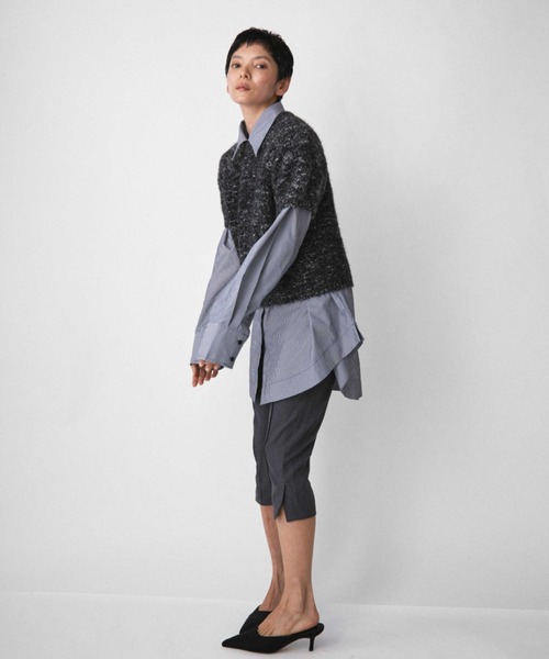 VION(ヴィオン)の「メランジハーフスリーブニット / Melange Half Sleeve Knit(ニット/セーター・レディース・ブラック/ブラウン・FREE)」の3枚目の写真