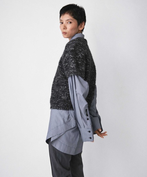 VION(ヴィオン)の「メランジハーフスリーブニット / Melange Half Sleeve Knit(ニット/セーター・レディース・ブラック/ブラウン・FREE)」の11枚目の写真