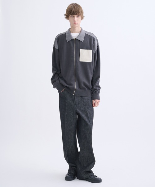 CULLNI（クルニ）の「【CULLNI】別注 Zip Knit Blouson/別注 ジップニットブルゾン（ニット/セーター・メンズ・ダークグレー/ブルー/ブラック・1/2）」の5枚目の写真
