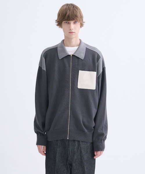 CULLNI（クルニ）の「【CULLNI】別注 Zip Knit Blouson/別注 ジップニットブルゾン（ニット/セーター・メンズ・ダークグレー/ブルー/ブラック・1/2）」の12枚目の写真