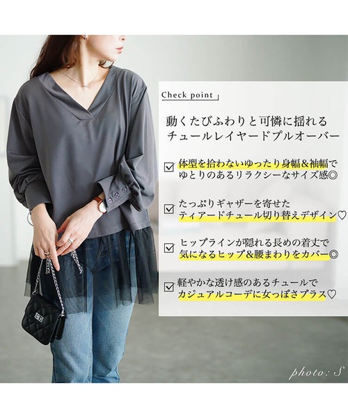 GOLDJAPAN(ゴールドジャパン)の「チュールドッキングプルオーバー【大きいサイズ対応】(その他トップス・レディース・ブラック/グレー・LL/3L/4L/5L)」の4枚目の写真
