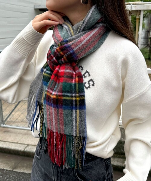 TWEED MILL/ツイードミル】ウールチェックストール48（ストール