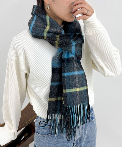 TWEED MILL（ツイードミル）の「【TWEED MILL/ツイードミル】ウールチェックストール48（ストール/ショール・レディース・ブルー系その他/ベージュ系その他/ベージュ系その他3/ブラック系その他/ブルー系その他4/グレー系その他・FREE）」の14枚目の写真