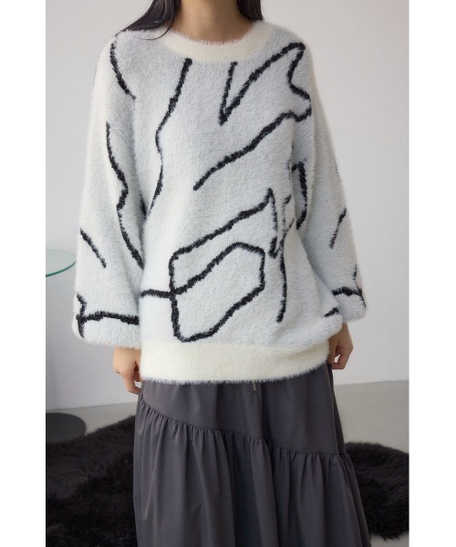 AZUL by moussy（アズールバイマウジー）の「ニュアンス柄ニットトップス（ニット/セーター・レディース・グレー/アイボリー/ブラック・FREE）」の4枚目の写真