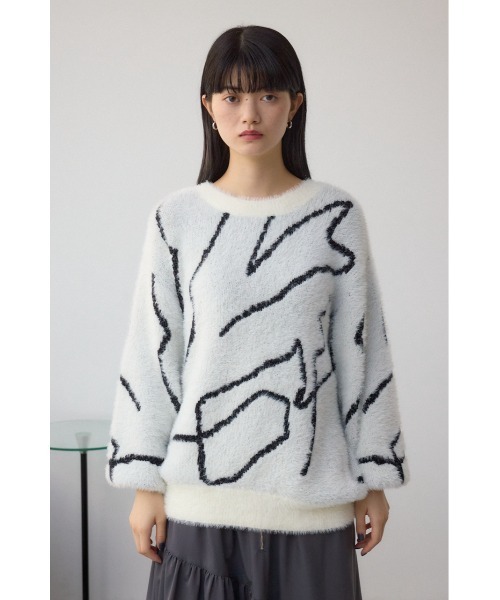 AZUL by moussy（アズールバイマウジー）の「ニュアンス柄ニットトップス（ニット/セーター・レディース・グレー/アイボリー/ブラック・FREE）」の8枚目の写真