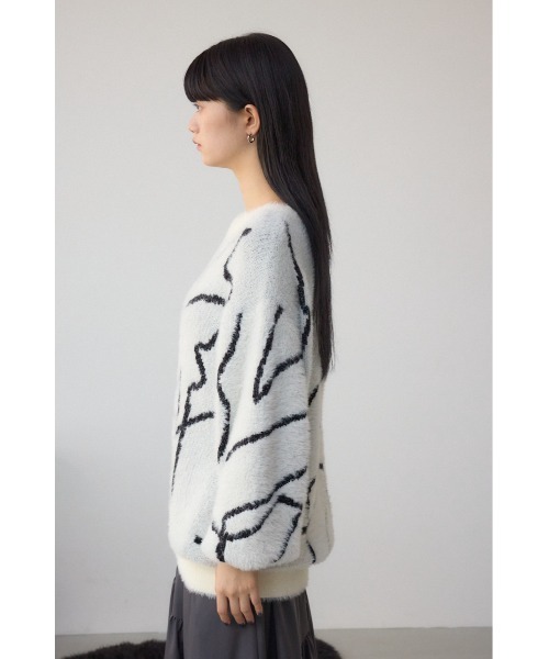 AZUL by moussy（アズールバイマウジー）の「ニュアンス柄ニットトップス（ニット/セーター・レディース・グレー/アイボリー/ブラック・FREE）」の9枚目の写真