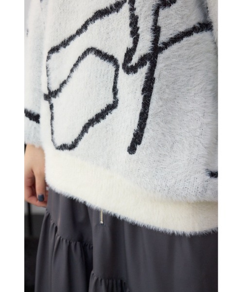 AZUL by moussy（アズールバイマウジー）の「ニュアンス柄ニットトップス（ニット/セーター・レディース・グレー/アイボリー/ブラック・FREE）」の14枚目の写真