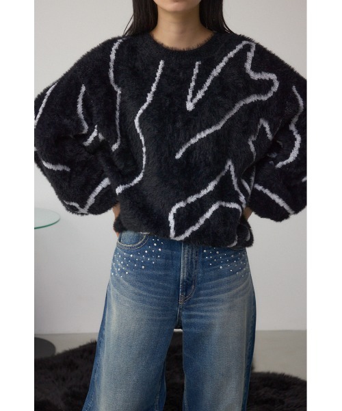 AZUL by moussy（アズールバイマウジー）の「ニュアンス柄ニットトップス（ニット/セーター・レディース・グレー/アイボリー/ブラック・FREE）」の16枚目の写真