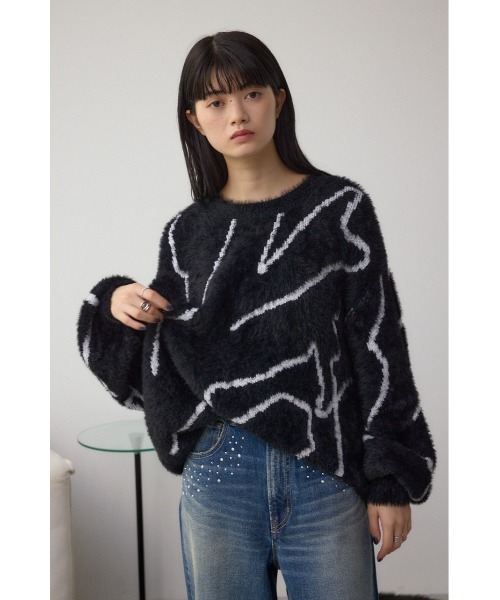AZUL by moussy（アズールバイマウジー）の「ニュアンス柄ニットトップス（ニット/セーター・レディース・グレー/アイボリー/ブラック・FREE）」の17枚目の写真
