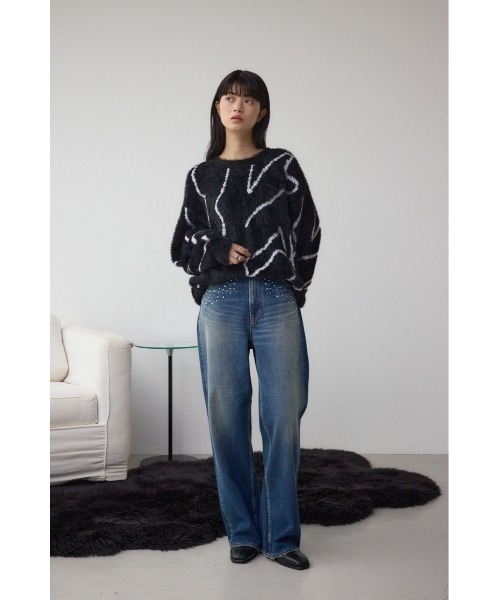 AZUL by moussy（アズールバイマウジー）の「ニュアンス柄ニットトップス（ニット/セーター・レディース・グレー/アイボリー/ブラック・FREE）」の18枚目の写真