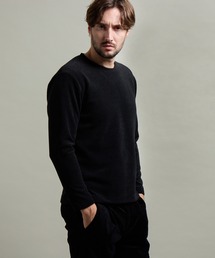 HIDEAWAYS NICOLE（ハイダウェイニコル）の「【HIDEAWAYS BLACK】シェニールバイアスジャカードプルオーバー（Tシャツ/カットソー・メンズ）」