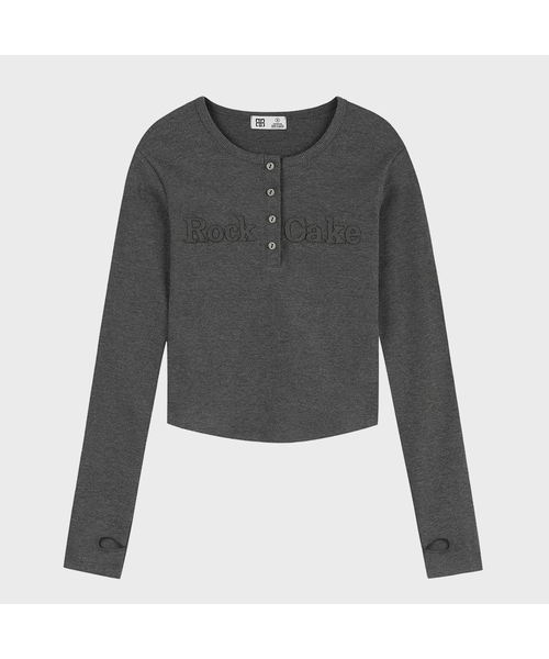 ROCKCAKE(ロックケーキ)の「Applique Logo Button Top - Charcoal(Tシャツ/カットソー・レディース・その他・SMALL)」の1枚目の写真