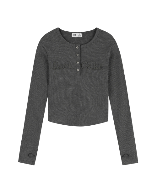 ROCKCAKE(ロックケーキ)の「Applique Logo Button Top - Charcoal(Tシャツ/カットソー・レディース・その他・SMALL)」の2枚目の写真
