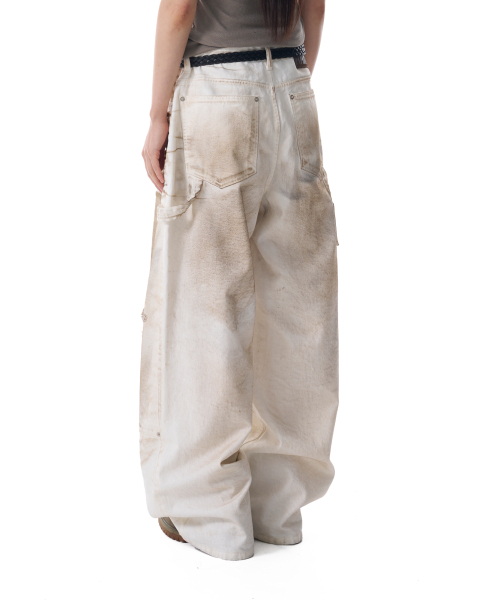 AAKAM（アーカム）の「Dirty Washed Double Knee Cotton Pants (White)（その他パンツ・レディース・その他・2/1）」の5枚目の写真