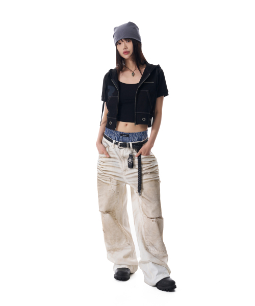 AAKAM（アーカム）の「Dirty Washed Double Knee Cotton Pants (White)（その他パンツ・レディース・その他・2/1）」の8枚目の写真