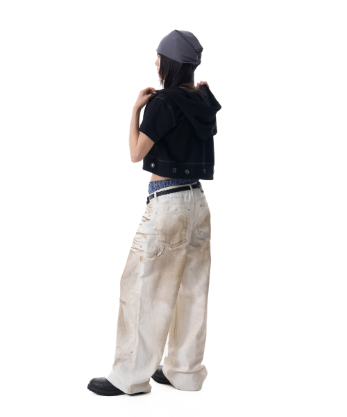 AAKAM（アーカム）の「Dirty Washed Double Knee Cotton Pants (White)（その他パンツ・レディース・その他・2/1）」の9枚目の写真