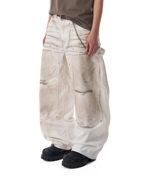 AAKAM（アーカム）の「Dirty Washed Double Knee Cotton Pants (White)（その他パンツ・レディース・その他・2/1）」の10枚目の写真