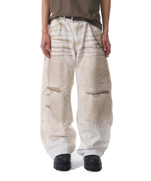 AAKAM（アーカム）の「Dirty Washed Double Knee Cotton Pants (White)（その他パンツ・レディース・その他・2/1）」の11枚目の写真