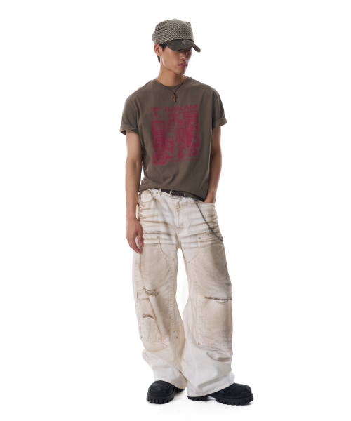 AAKAM（アーカム）の「Dirty Washed Double Knee Cotton Pants (White)（その他パンツ・レディース・その他・2/1）」の14枚目の写真