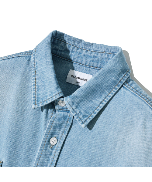 F.ILLUMINATE（フィルミネイト）の「Fステッチデニムハーフシャツ - ライトブルー（シャツ/ブラウス・レディース・その他・SMALL/MEDIUM/LARGE）」の6枚目の写真