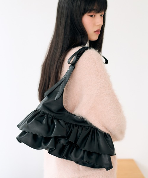 Heather（ヘザー）の「2WAYフリルリボンBAG　611624（ショルダーバッグ・レディース・アイボリー/ブラック/ブラック系その他・ONE SIZE）」の4枚目の写真
