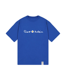 GRAVER（グレーバー）の「[UNISEX] FLOWER SMILE LOGO WHITE CLIP SHORT SLEEVE T-SHIRT_COBALT BLUE（Tシャツ/カットソー）」