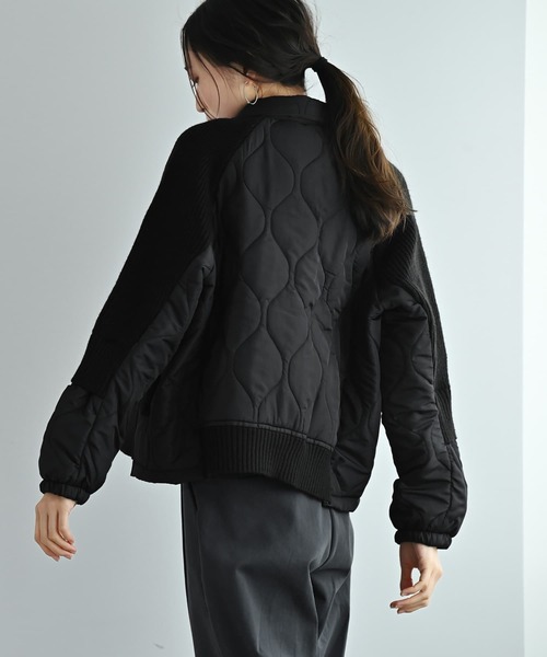 STYLE DELI（スタイルデリ）の「【BLK001】ナイロン切り替えショートブルゾン（Tシャツ/カットソー・レディース・ブラック/グレー・FREE）」の5枚目の写真