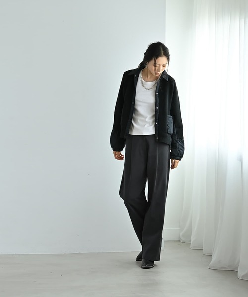 STYLE DELI（スタイルデリ）の「【BLK001】ナイロン切り替えショートブルゾン（Tシャツ/カットソー・レディース・ブラック/グレー・FREE）」の6枚目の写真